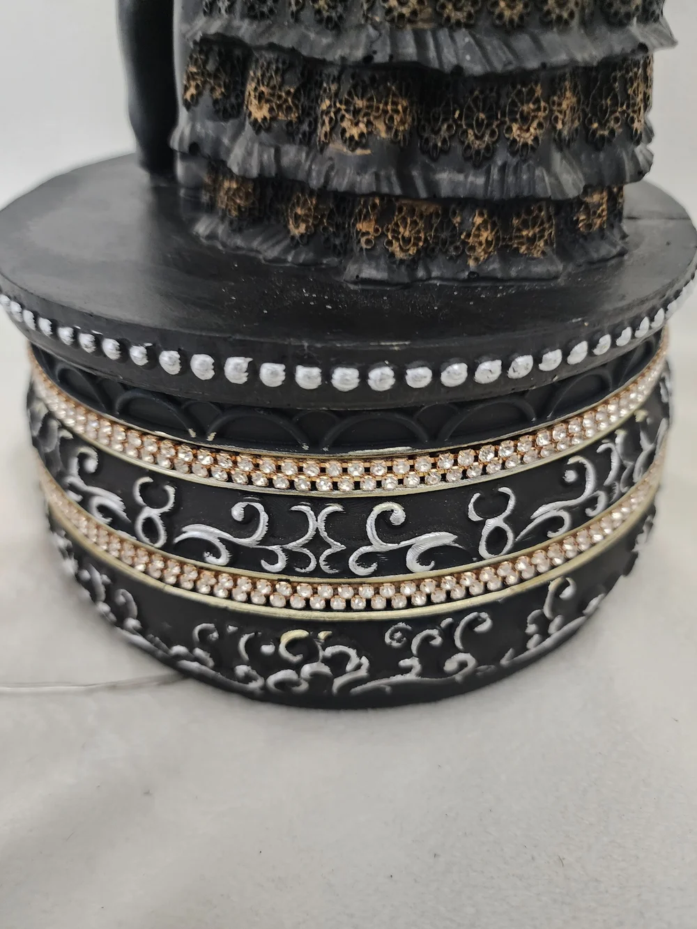 Elegant Black & Gold Skeleton Bride and Groom Figurine - Rotating and Sound